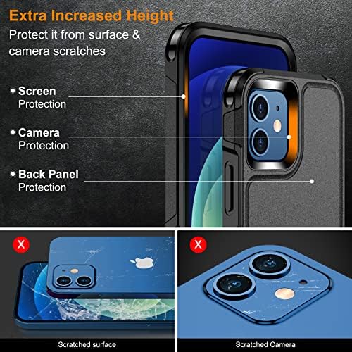 Temdan לאייפון 12 מארז לאייפון 12 Pro Case, [הגנה מפני טיפת ציון צבאי של 12 רגל] עם 2 חבילות [מגן על מסך זכוכית+ מגן